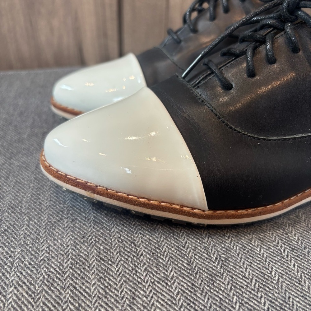 Rollie Women’s 6 Madison Oxford Derby Shoes Lace Up Black White - Picture 5 of 14